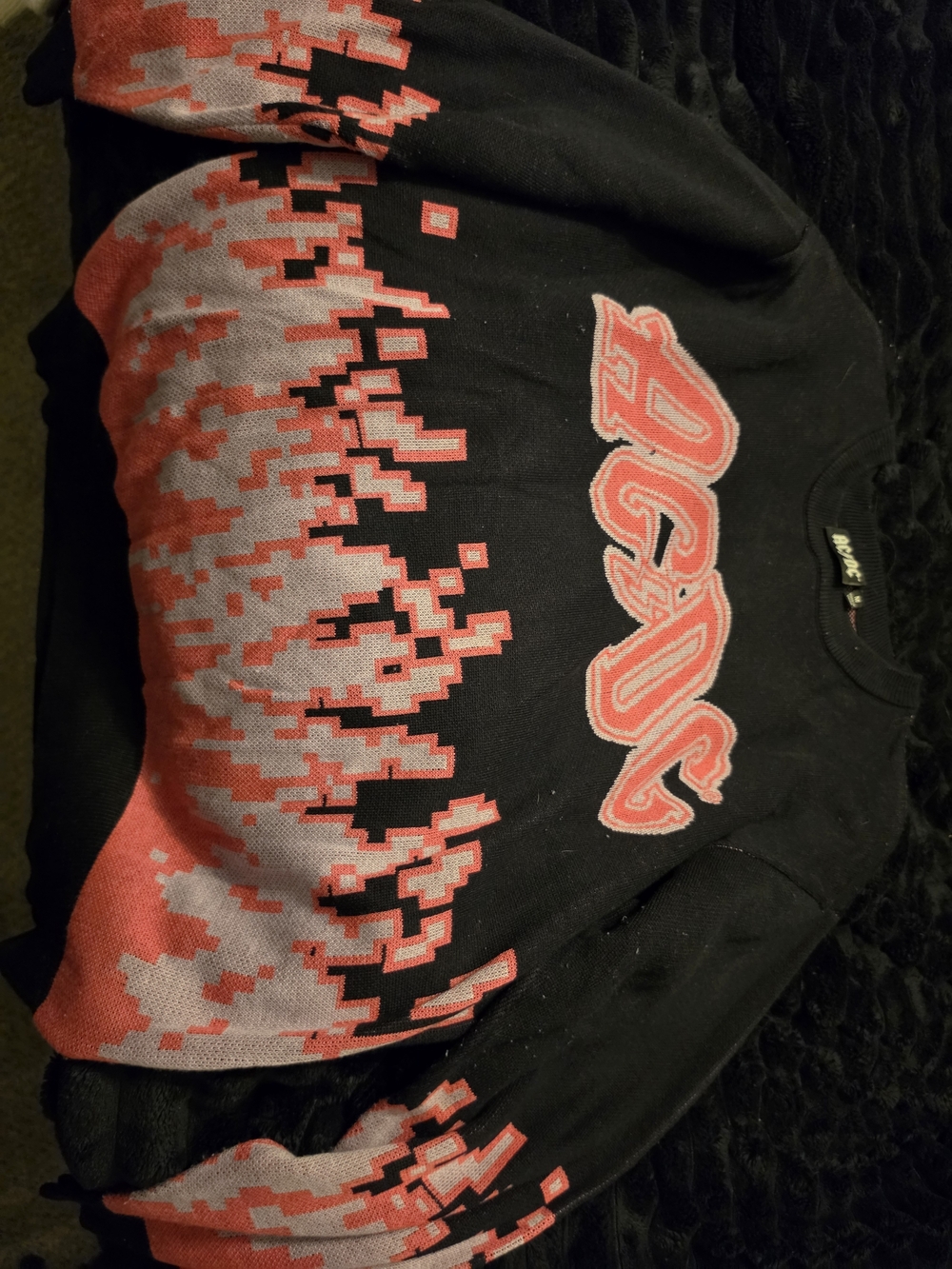 AC/DC Black Sweatshirt with Pink Accent Logo
